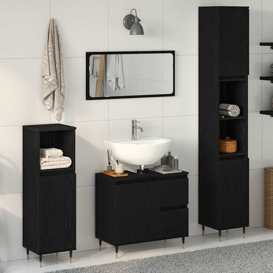 Badezimmermöbelset 3 pcs Schwarze Eiche 30 x 30 x 190 cm