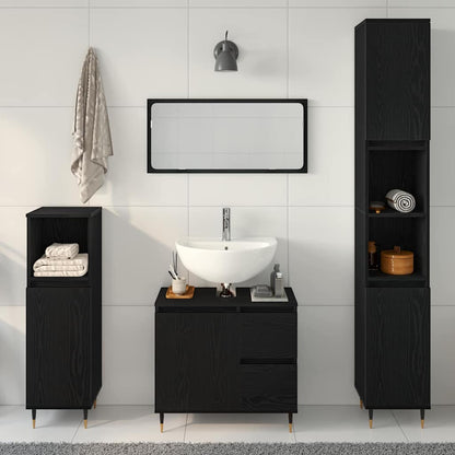 Badezimmermöbelset 3 pcs Schwarze Eiche 30 x 30 x 190 cm