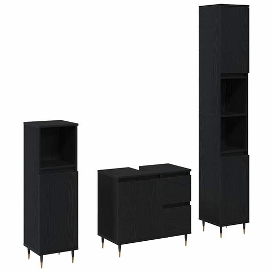 Badezimmermöbelset 3 pcs Schwarze Eiche 30 x 30 x 190 cm