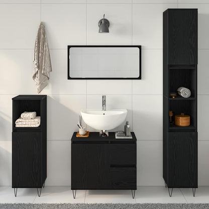 Badezimmermöbelset 3 pcs Schwarze Eiche 30 x 30 x 190 cm