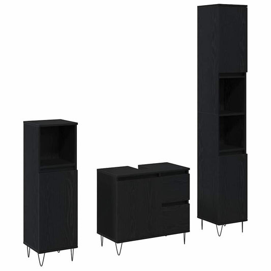 Badezimmermöbelset 3 pcs Schwarze Eiche 30 x 30 x 190 cm