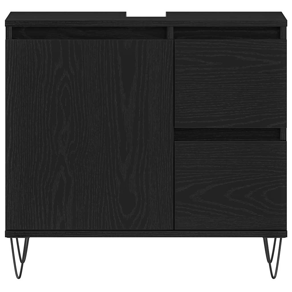 Badezimmermöbelset 3 pcs Schwarze Eiche 30 x 30 x 190 cm