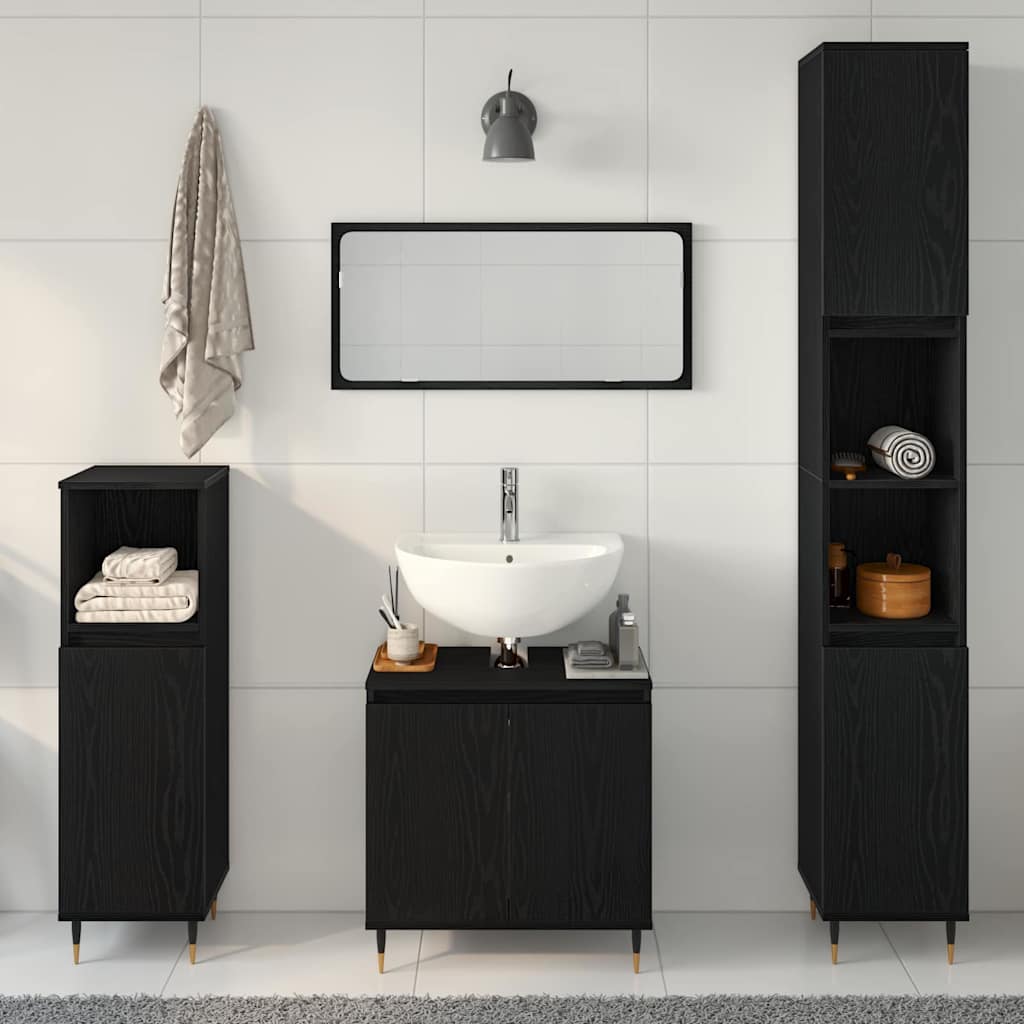 Badezimmermöbel Set 3 pcs Schwarze Eiche 30 x 30 x 190 cm
