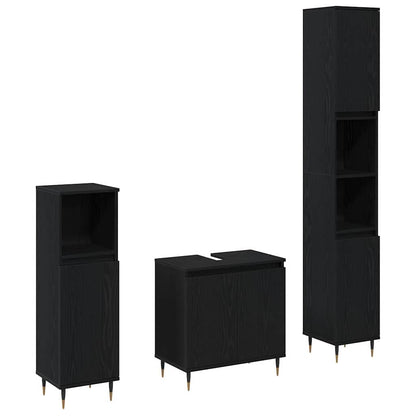 Badezimmermöbel Set 3 pcs Schwarze Eiche 30 x 30 x 190 cm