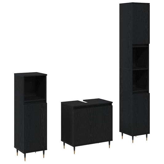 Badezimmermöbel Set 3 pcs Schwarze Eiche 30 x 30 x 190 cm