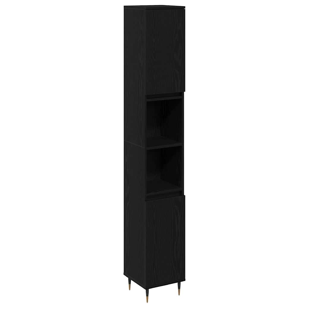 Badezimmermöbel Set 3 pcs Schwarze Eiche 30 x 30 x 190 cm