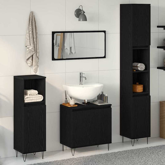 Badezimmermöbel Set 3 pcs Schwarze Eiche 30 x 30 x 190 cm