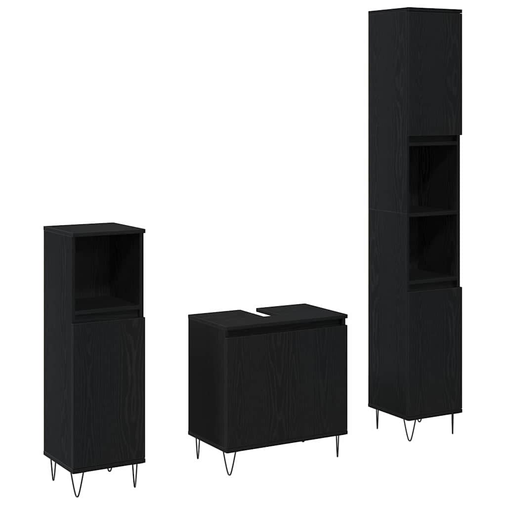 Badezimmermöbel Set 3 pcs Schwarze Eiche 30 x 30 x 190 cm