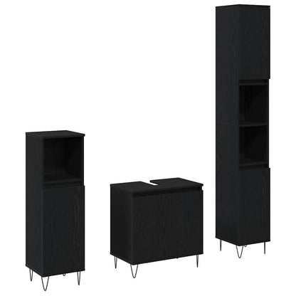 Badezimmermöbel Set 3 pcs Schwarze Eiche 30 x 30 x 190 cm