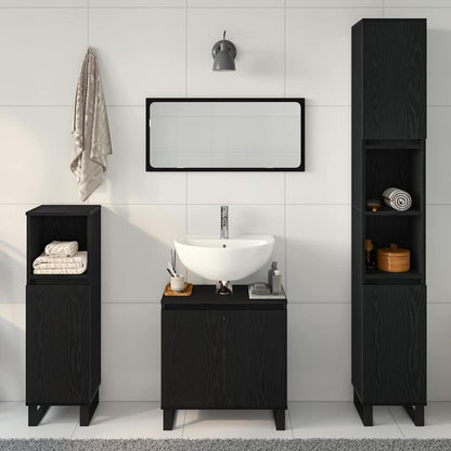 Badezimmermöbel Set mit Speicher 3 pcs Schwarz 30 x 30 x 190 cm