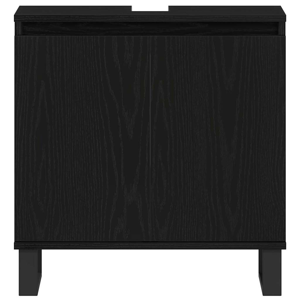 Badezimmermöbel Set mit Speicher 3 pcs Schwarz 30 x 30 x 190 cm