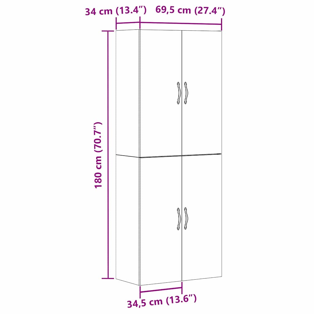 Wandschrank 2 pcs Schwarze Eiche 69.5 x 34 x 90 cm
