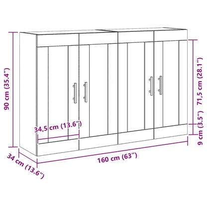 Wandmontierter Schrank 2 pcs Altholz 160 x 34 x 90 cm