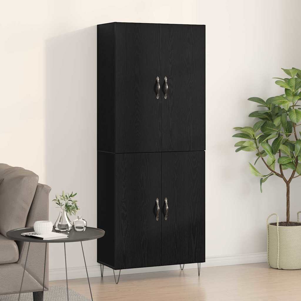 Hochboard Schwarz Eichen-Optik 69,5 x 34 x 180 cm Holzwerkstoff