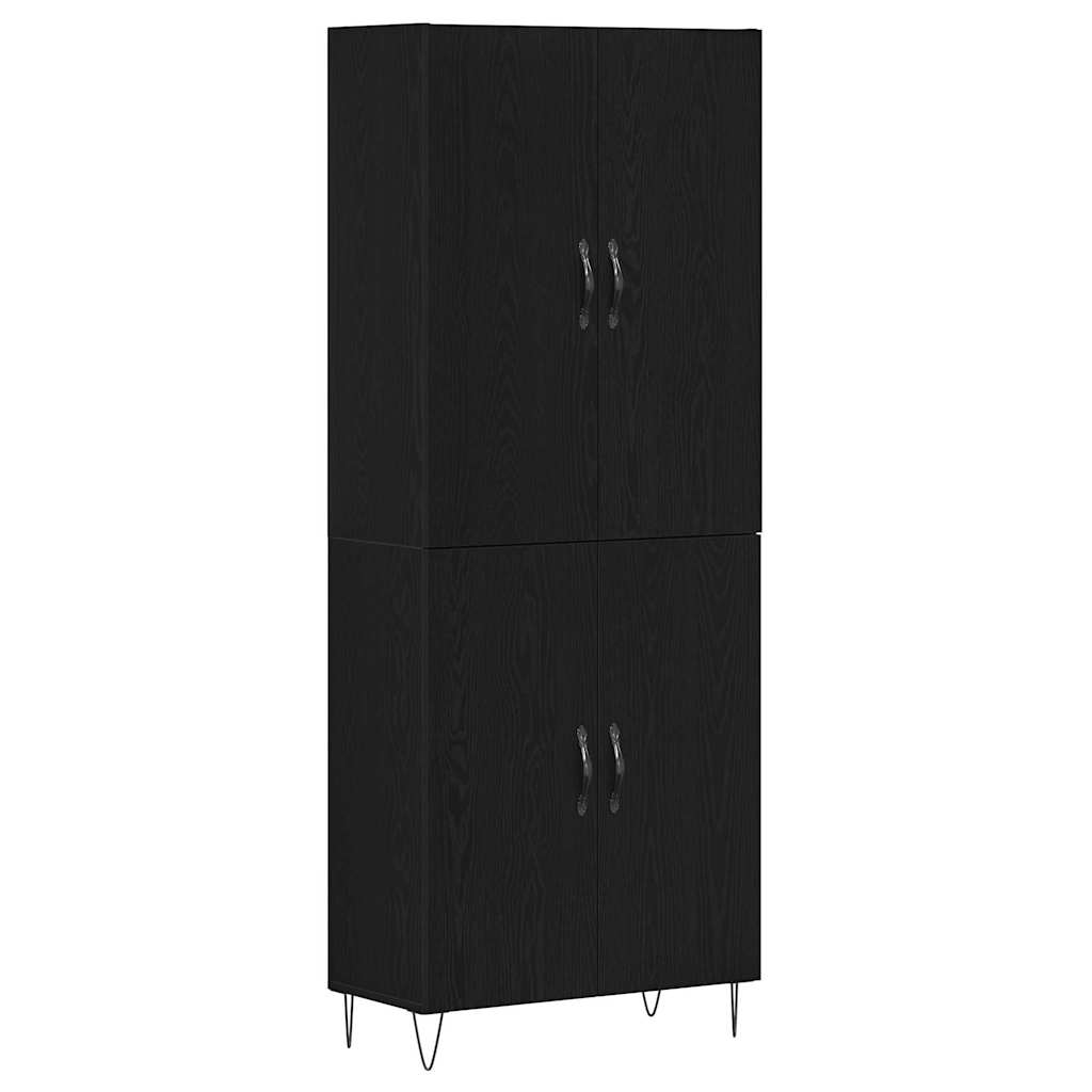 Hochboard Schwarz Eichen-Optik 69,5 x 34 x 180 cm Holzwerkstoff