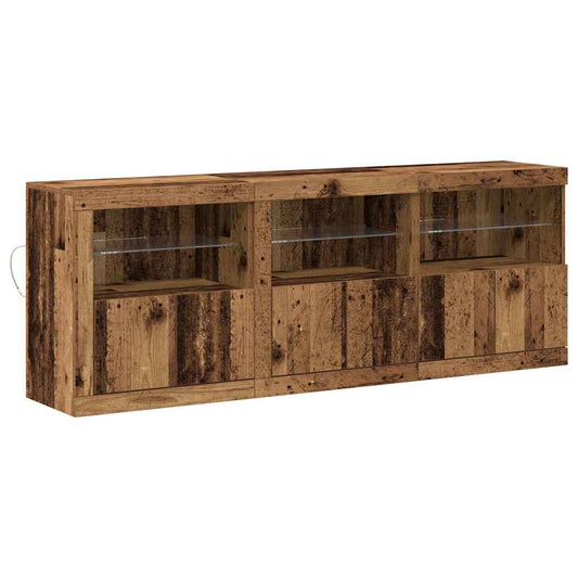 Sideboard mit LED-Lichtern Altes Holz 181.5x37x67 cm Werkstoffholz