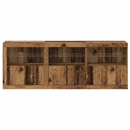 Sideboard mit LED-Lichtern Altes Holz 181.5x37x67 cm Werkstoffholz