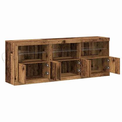 Sideboard mit LED-Lichtern Altes Holz 181.5x37x67 cm Werkstoffholz