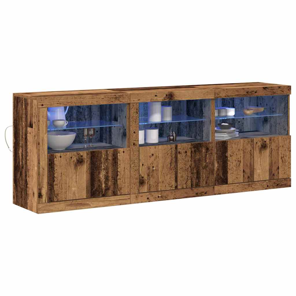 Sideboard mit LED-Lichtern Altes Holz 181.5x37x67 cm Werkstoffholz