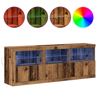 Sideboard mit LED-Lichtern Altes Holz 181.5x37x67 cm Werkstoffholz