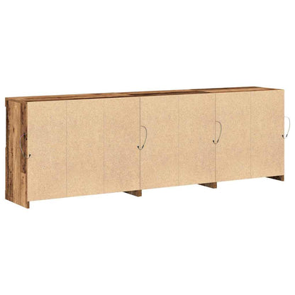 Sideboard mit LED-Lichtern Altholz 202x37x67 cm Ingenieurholz