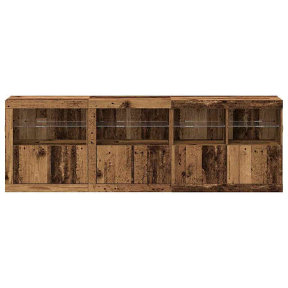 Sideboard mit LED-Lichtern Altholz 202x37x67 cm Ingenieurholz