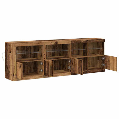 Sideboard mit LED-Lichtern Altholz 202x37x67 cm Ingenieurholz