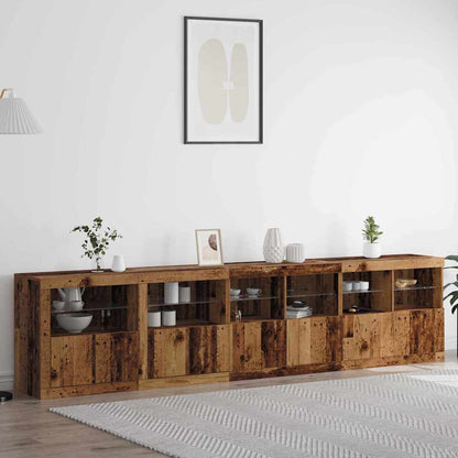Sideboard mit LED-Lichtern Altholz 283x37x67 cm, Hergestellt aus Holz