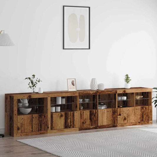 Sideboard mit LED-Lichtern Altholz 283x37x67 cm, Hergestellt aus Holz