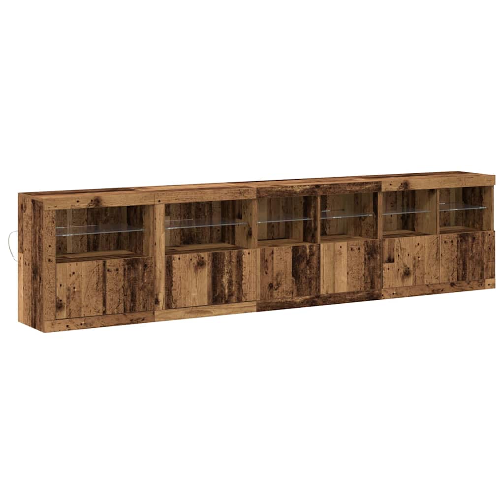 Sideboard mit LED-Lichtern Altholz 283x37x67 cm, Hergestellt aus Holz