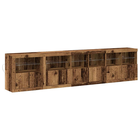 Sideboard mit LED-Lichtern Altholz 283x37x67 cm, Hergestellt aus Holz