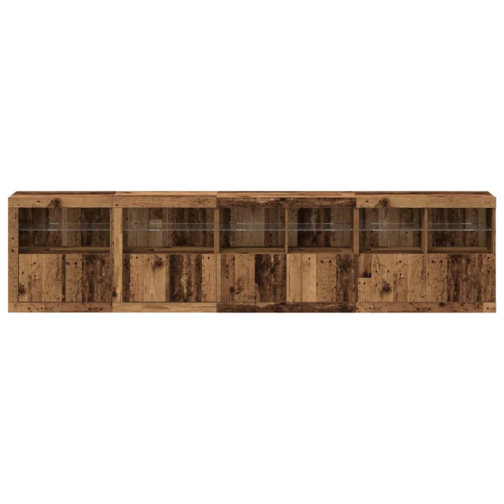 Sideboard mit LED-Lichtern Altholz 283x37x67 cm, Hergestellt aus Holz