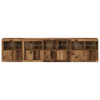 Sideboard mit LED-Lichtern Altholz 283x37x67 cm, Hergestellt aus Holz