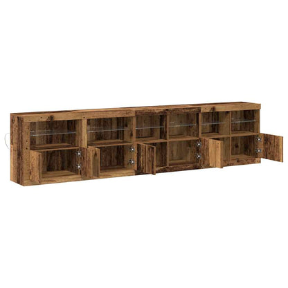 Sideboard mit LED-Lichtern Altholz 283x37x67 cm, Hergestellt aus Holz