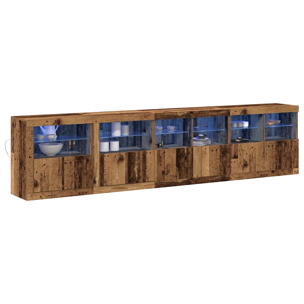 Sideboard mit LED-Lichtern Altholz 283x37x67 cm, Hergestellt aus Holz
