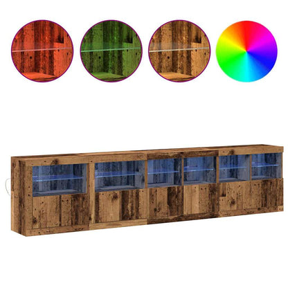 Sideboard mit LED-Lichtern Altholz 283x37x67 cm, Hergestellt aus Holz