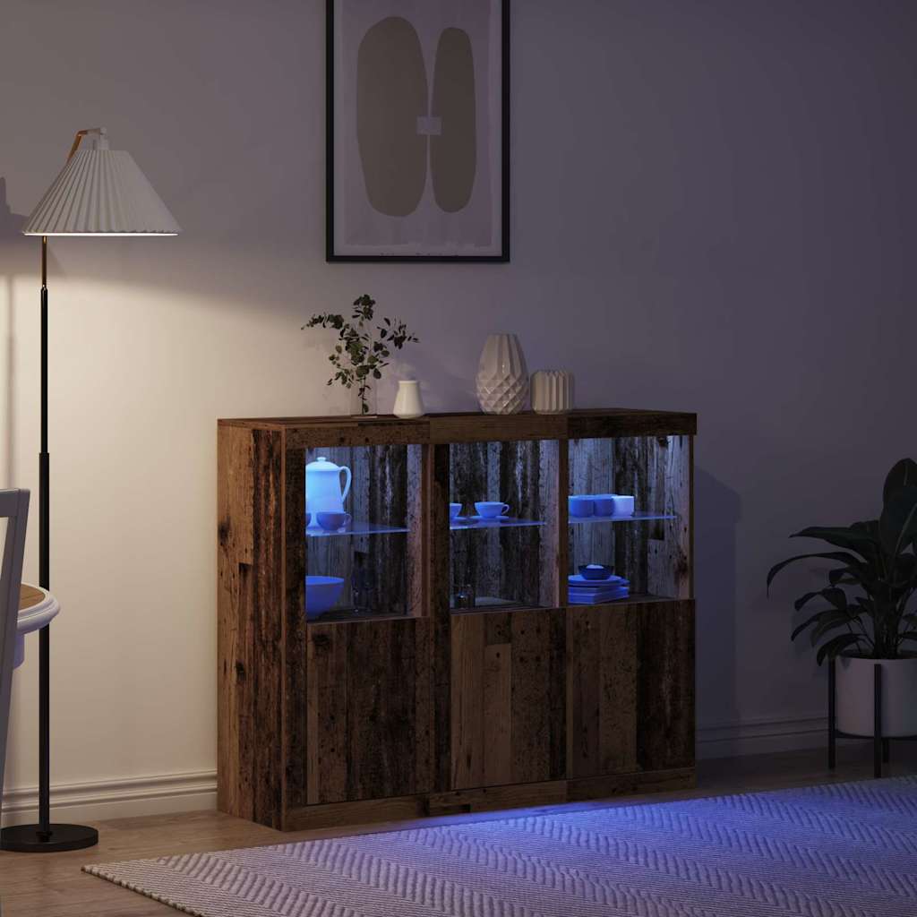 Sideboard 3 pcs Altholz 123 x 37 x 100 cm Holzwerkstoff