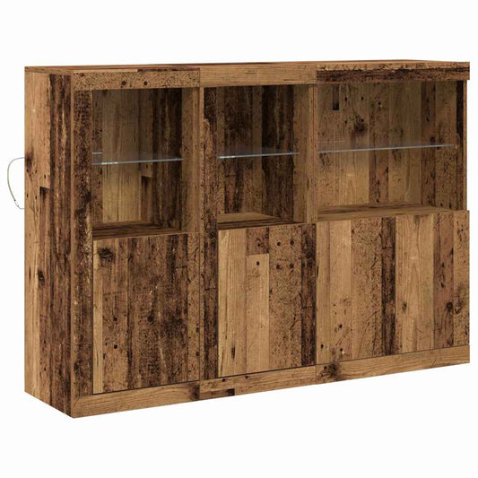 Sideboard mit LED-Leuchten Altes Holz 142.5x37x100 cm Hergestelltes Holz