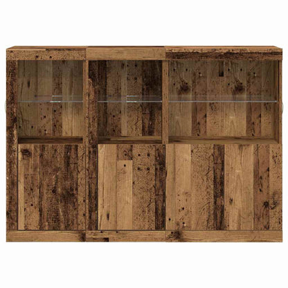 Sideboard mit LED-Leuchten Altes Holz 142.5x37x100 cm Hergestelltes Holz