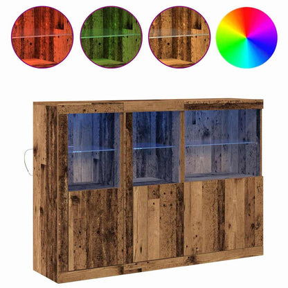 Sideboard mit LED-Leuchten Altes Holz 142.5x37x100 cm Hergestelltes Holz