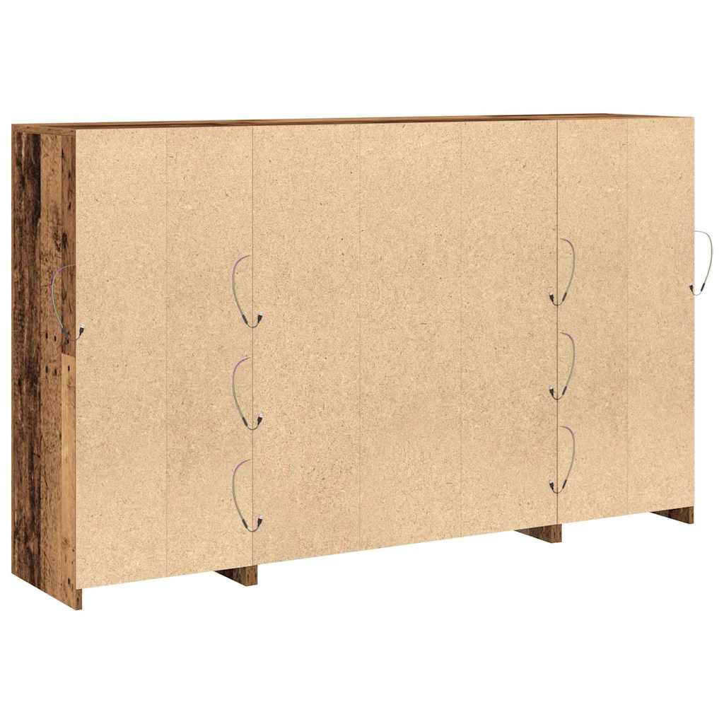 Sideboard mit LED-Leuchten Altholz 163x37x100 cm Ingenieurholz