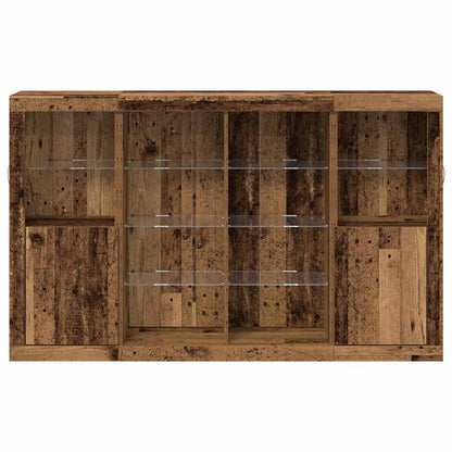 Sideboard mit LED-Leuchten Altholz 163x37x100 cm Ingenieurholz