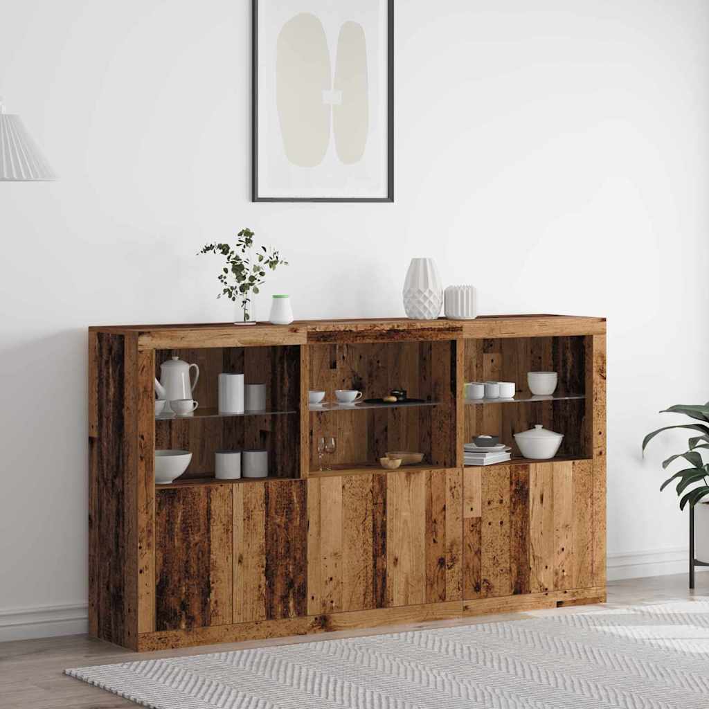Sideboard mit LED-Lichtern Altes Holz 181,5 x 37 x 100 cm