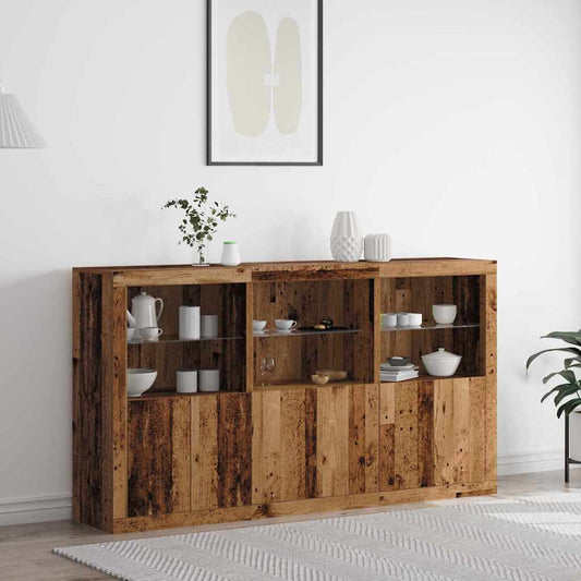 Sideboard mit LED-Lichtern Altes Holz 181,5 x 37 x 100 cm