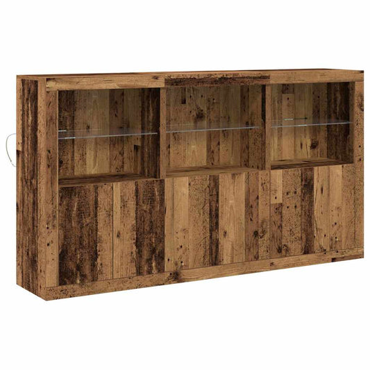 Sideboard mit LED-Lichtern Altes Holz 181,5 x 37 x 100 cm
