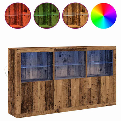 Sideboard mit LED-Lichtern Altes Holz 181,5 x 37 x 100 cm