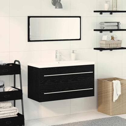 Waschbeckenunterschrank mit Becken 3 pcs Schwarz Eichen-Optik