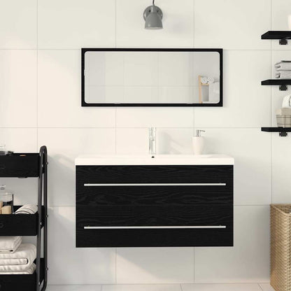 Waschbeckenunterschrank mit Becken 3 pcs Schwarz Eichen-Optik