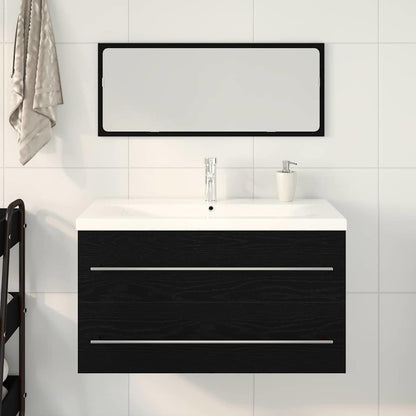 Waschbeckenunterschrank mit Becken 3 pcs Schwarz Eichen-Optik