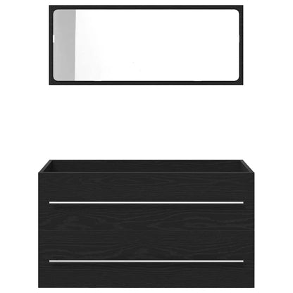 Waschbeckenunterschrank mit Becken 3 pcs Schwarz Eichen-Optik